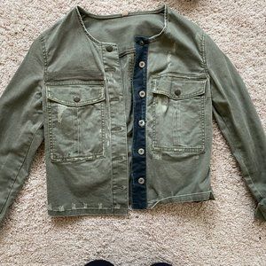Green Jean Bomber Jacket